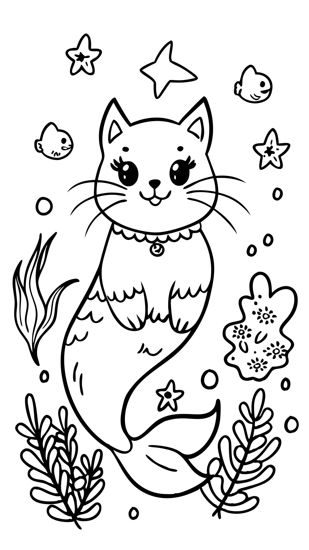 coloriages de chats sirènes